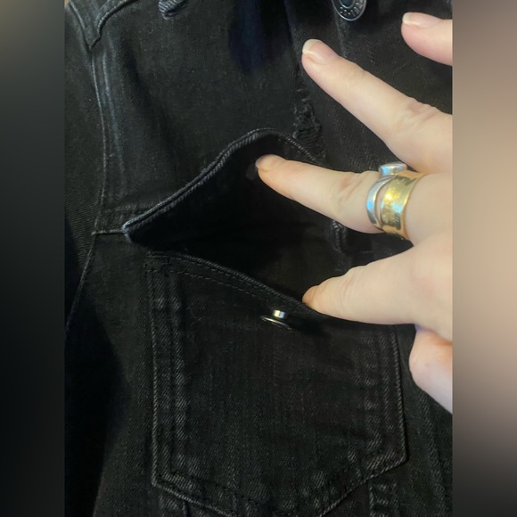 Grunge Hollister Hooded Black Jean Jacket size XS - Picture 3 of 8